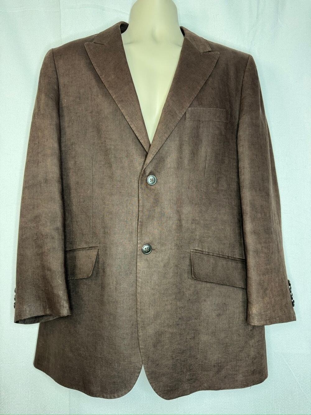 437. &M Brown Herringbone Two Button Sport Coat Blazer Men's Size 40